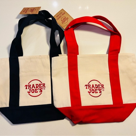 Pair of red and blue brand new Trader Joe’s mini totes - Picture 2 of 2